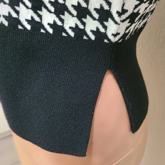 NEW! GOOD AMERICAN LIL FITTED HOUNDSTOOTH CARDIGAN SWEATER KNIT CROPPED sz 4 - Picture 7 of 10